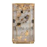 Light luxury arc glass wine cabinet villa high-end wall display cabinet luminous back panel living room