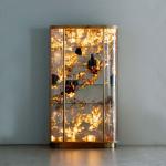 Light luxury arc glass wine cabinet villa high-end wall display cabinet luminous back panel living room