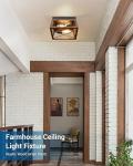 DEWENWILS Farmhouse Flush Mount Ceiling Light with Wood Grain Finish, 2-Light Metal Light Fixture for Kitchen Hallway Entryway Porch