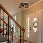 DEWENWILS Farmhouse Flush Mount Ceiling Light with Wood Grain Finish, 2-Light Metal Light Fixture for Kitchen Hallway Entryway Porch