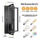 Maylaywood Industrial Wall Sconces Set of 2, Vintage Light Fixture, E26 Base, Matte Black Metal Wall Mount Lamp, Modern Indoor Lighting Hardwired