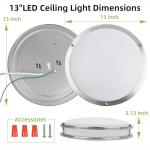13 inch Flush Mount LED Ceiling Light Fixture, 2700K/3000K/3500K/4000K/5000K Adjustable Ceiling Lights, Brushed Nickel Saturn Dimmable Lighting for Bathroom Kitchen or Stairwell, ETL Listed - 2 Pack