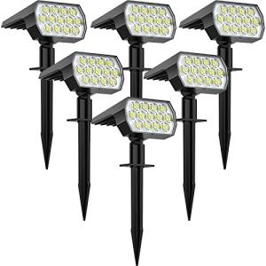 WELALO Solar Spot Lights Outdoor, [6 Pack/65 LED/3 Modes] Solar Landscape Spotlights, Solar Powered Christmas Halloween Lights, IP68 Waterproof Wall Lights for Walkway Yard Garden Driveway(Cool White)