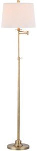 SAFAVIEH Lighting Collection Nadia Traditional Farmhouse Swivel Swing Arm Gold 64-inch Adjustable Height Living Room Bedroom Home Office Standing Floor Lamp (LED Bulb Included)
