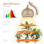 Bstrip Hanging Grow Lights for Indoor Plants, 18W Full Spectrum, Boho Rattan Lantern Shade, 3800K Wall-Mounted Decorative Plant Light with 9.8FT Power Cord, Ideal for Tall Plants, Flowers