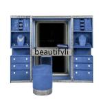 D2520 Modern light luxury solid wood floor-to-ceiling jewelry cabinet, wall locker, Italian high-end flannel jewelry cabinet