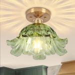 Loiogohot Semi Flush Mount Ceiling Light,Hallway Vintage Lights Fixture Ceiling Green 11" E26 Vintage Light Fixtures for Closet Hallway Kitchen Dining Room