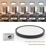 TALOYA Black Led Light Fixture Ceiling Flush Mount, Surface Mounted Fixture for Bedroom Office Porch Stairwell Utility Room 12 Inch 5CCT Lighting Options 4-Pack
