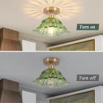 Loiogohot Semi Flush Mount Ceiling Light,Hallway Vintage Lights Fixture Ceiling Green 11" E26 Vintage Light Fixtures for Closet Hallway Kitchen Dining Room