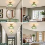 Loiogohot Semi Flush Mount Ceiling Light,Hallway Vintage Lights Fixture Ceiling Green 11" E26 Vintage Light Fixtures for Closet Hallway Kitchen Dining Room