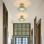 Loiogohot Semi Flush Mount Ceiling Light,Hallway Vintage Lights Fixture Ceiling Green 11" E26 Vintage Light Fixtures for Closet Hallway Kitchen Dining Room