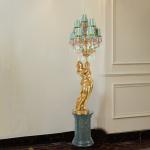 French all-copper large living room floor lamp European-style villa hotel lobby creative statue decorative ornament art lamp