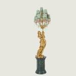 French all-copper large living room floor lamp European-style villa hotel lobby creative statue decorative ornament art lamp