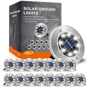 INCX Solar Lights Outdoor Waterproof, 16 Pack Solar Light for Outside, Garden Lights Landscape Lighting for Patio Pathway Lawn Yard Deck Driveway Walkway, Cold White