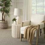 Nourison Home 23" Natural White Ceramic Jar Table Lamp for Bedroom, Living Room, Dining Office, with Off-White Shade