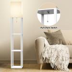 Column Floor Lamp with Shelves, Real Solid Wood and Bulb Included