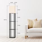 Column Floor Lamp with Shelves, Real Solid Wood and Bulb Included