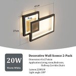 Ralbay 2-Pack Modern Indoor Wall Sconce 20W Aluminum Up and Down LED Modern Black Wall Sconce for Indoor Living Room Bedroom Hallway (Warm White Light, 3000K)