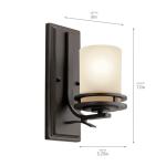 Kichler Hendrik 12” Wall Light Fixture in Olde Bronze with Umber Etched Glass, 1-Light Wall Lamp for Bedroom or Living Room, 5076OZ