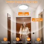 Rechargeable Ceiling Light 2Pack, 3 Color Motion Sensor Lights with Remote, Wireless Ceiling Light Battery Operated, Magnetic Dimmable LED Lights for Shower Closet Pantry Shed Hallway Porch Garage