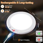 Rechargeable Ceiling Light 2Pack, 3 Color Motion Sensor Lights with Remote, Wireless Ceiling Light Battery Operated, Magnetic Dimmable LED Lights for Shower Closet Pantry Shed Hallway Porch Garage