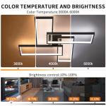 Shine LUEST Modern LED Ceiling Lights for Bedroom 26" Dimmable Square Ceiling Lights for Living Room with Remote Control Black Bedroom Light Fixture for Kitchen,Bathroom,Balcony