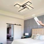 Shine LUEST Modern LED Ceiling Lights for Bedroom 26" Dimmable Square Ceiling Lights for Living Room with Remote Control Black Bedroom Light Fixture for Kitchen,Bathroom,Balcony