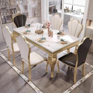 Service Oilproof Luxury Bedside Unique Gold Vintage Marble Mobile Dining Table Nordic Big Design Restaurant Mesa Hotel Furniture