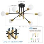 Biewalk Modern Chandelier Ceiling Light Fixture, 6-Light Sputnik Dining Chandeliers 31.18" Gold and Black Chandelier Over Table, Mid Century Lights Fixture for Dining Room Living Room Kitchen Island
