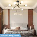 Biewalk Modern Chandelier Ceiling Light Fixture, 6-Light Sputnik Dining Chandeliers 31.18" Gold and Black Chandelier Over Table, Mid Century Lights Fixture for Dining Room Living Room Kitchen Island