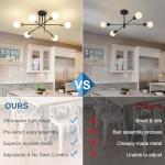 Biewalk Modern Chandelier Ceiling Light Fixture, 6-Light Sputnik Dining Chandeliers 31.18" Gold and Black Chandelier Over Table, Mid Century Lights Fixture for Dining Room Living Room Kitchen Island