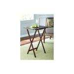 Indoor Single Folding TV Tray Table Set of 2 in Walnut L19 x W15 x H26 inches