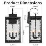 Rosient Large Outdoor Wall Light Fixture, 24" Modern Exterior Wall Lantern with Water Ripple Glass, Matte Black Waterproof Wall Sconce Porch Light for Patio, Garage, Front Door, Garden, Yard, Entryway