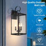 Rosient Large Outdoor Wall Light Fixture, 24" Modern Exterior Wall Lantern with Water Ripple Glass, Matte Black Waterproof Wall Sconce Porch Light for Patio, Garage, Front Door, Garden, Yard, Entryway