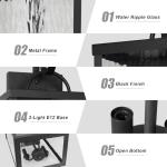 Rosient Large Outdoor Wall Light Fixture, 24" Modern Exterior Wall Lantern with Water Ripple Glass, Matte Black Waterproof Wall Sconce Porch Light for Patio, Garage, Front Door, Garden, Yard, Entryway