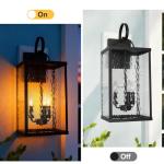 Rosient Large Outdoor Wall Light Fixture, 24" Modern Exterior Wall Lantern with Water Ripple Glass, Matte Black Waterproof Wall Sconce Porch Light for Patio, Garage, Front Door, Garden, Yard, Entryway