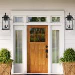 Rosient Large Outdoor Wall Light Fixture, 24" Modern Exterior Wall Lantern with Water Ripple Glass, Matte Black Waterproof Wall Sconce Porch Light for Patio, Garage, Front Door, Garden, Yard, Entryway