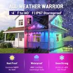 ISOPHO Permanent Outdoor Lights, Smart RGB String Lights with 75 Scene Modes, 100ft Eaves LED Light, Waterproof IP67, Applicable to All Holidays, Parties, Halloween, Christmas, App & Remote Control