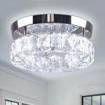 YPQXYHDA 9.8" Crystal Flush Mount Ceiling Light Fixtures LED Round Mini Chandelier Light Fixture Ceiling Lamp for Kitchen Hallway Foyer 15 W 6000K