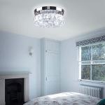 YPQXYHDA 9.8" Crystal Flush Mount Ceiling Light Fixtures LED Round Mini Chandelier Light Fixture Ceiling Lamp for Kitchen Hallway Foyer 15 W 6000K