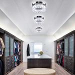 YPQXYHDA 9.8" Crystal Flush Mount Ceiling Light Fixtures LED Round Mini Chandelier Light Fixture Ceiling Lamp for Kitchen Hallway Foyer 15 W 6000K