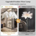Nordic Floor Lamp With Feather Ostrich White Feathers Standing Lamps For Living Room Bedroom Modern Bedside Feather Floor Lights