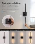 KDG Cordless Wall Sconces Set of 2, Wireless 5200mAh Rechargeable Battery Operated LED Wall Lamps with Remote, 360° Rotate Lightings for Wall Painting, Bedroom, Hallway, Night Light 23.6 inch (Black)