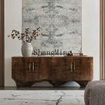 ZYY light luxury dining side cabinet, living room integrated against the wall, high-end walnut entrance cabinet