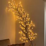 1 Piece USB Powered Willow Vine Fairy Lamp - Bendable 1.8m /5.9 Feet Branch with 96 Warm White Led Lights, 8 Modes, Valentine's Day, Holiday Home Bedroom Wall Outdoor Party Decoration, Business Women's Gift (Battery Not Included)