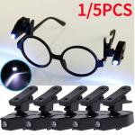1-5PCS Mini Flashlight Glasses Reading Lamp LED Light Flashlight Glasses Reading Lamp Clip Light Universal Eyeglass Clip Lamp