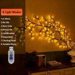1 Piece USB Powered Willow Vine Fairy Lamp - Bendable 1.8m /5.9 Feet Branch with 96 Warm White Led Lights, 8 Modes, Valentine's Day, Holiday Home Bedroom Wall Outdoor Party Decoration, Business Women's Gift (Battery Not Included)