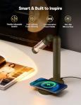Tubicen Modern Desk Lamp with Wireless Charger 3000mAh Battery Rechargeable Cordless LED Table Lamp Dimmable Flexible Focused Bedside Reading Lamp for Living Room Bedroom Home Office Green