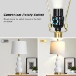 luxeflow 28" White Ceramic Table Lamps Set of 2, Modern Bedside Lamps for Night Stands, Triple Gourd Table Lamp for Living Room End Table or Bedroom Nightstand (2 LED Bulbs Included)