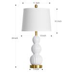 luxeflow 28" White Ceramic Table Lamps Set of 2, Modern Bedside Lamps for Night Stands, Triple Gourd Table Lamp for Living Room End Table or Bedroom Nightstand (2 LED Bulbs Included)